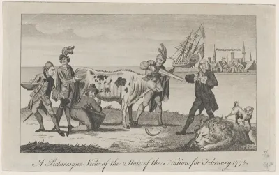 A Picturesque View of the State of the Nation for February 1778, from The Westminster Magazine