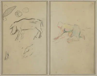 A Pig; Breton Peasant Kneeling [verso]
