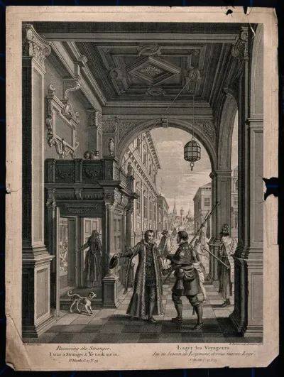 A pilgrim is given lodging by a rich man