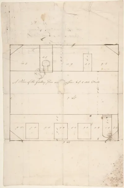 A Plan of the Gallery Floor over Offices, and Two Side Walls, Queens Square, Camden, London