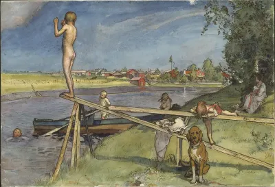 A Pleasant Bathing-Place. From A Home (26 watercolours)
