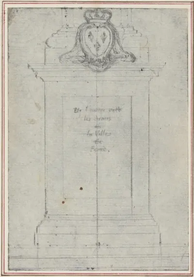 A Plinth Surmounted by the Arms of the King of France