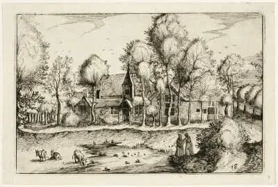 A Pond, plate eighteen after Pictures of Farms, Country Houses and Rustic Villages (Praediorum villarum et rusticarum casularum icones)