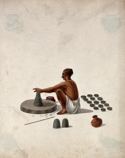 A potter working on the wheel