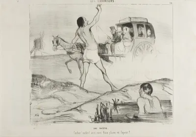 A Practical Joke. "Driver! Driver! Do you still have two seats in the rabbit section??,” plate 24 from Les Baigneurs