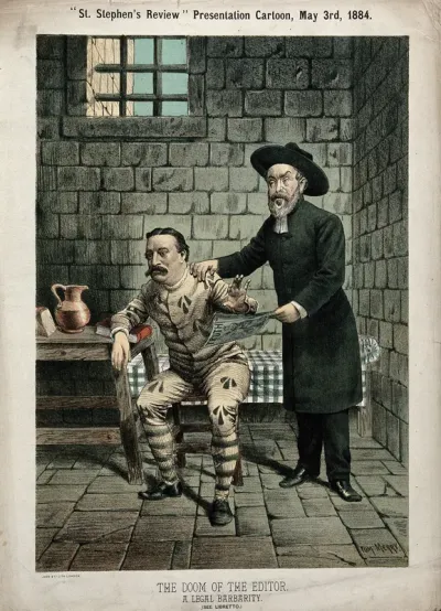 A prison chaplain (Henry Labouchère) is visiting the journalist Edmund Yates in prison