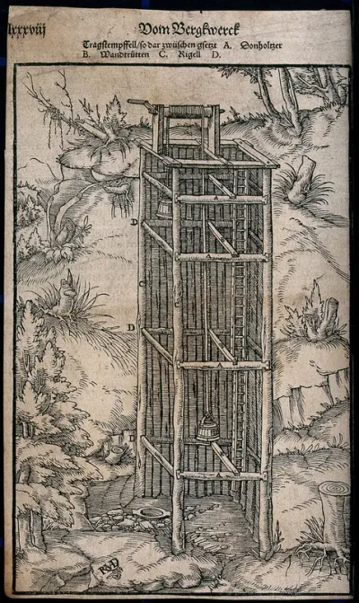 A pulley system in a mine