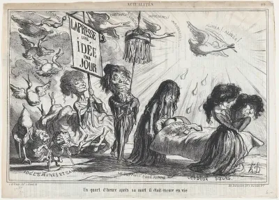 A quarter of an hour after his death, he was still living, from 'News of the day,' published in Le Charivari, February 20, 1866