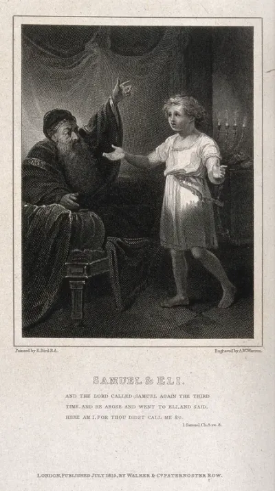 A radiant Samuel brings word from God to Eli