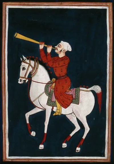 A Rajput attendant blowing a horn (?)