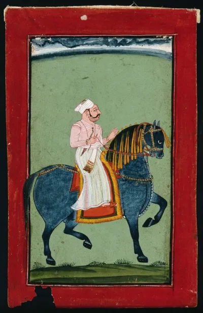 A Rajput nobleman riding a horse