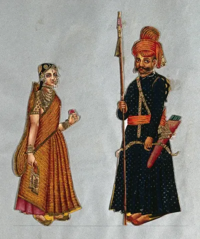 A Rajput soldier and his wife