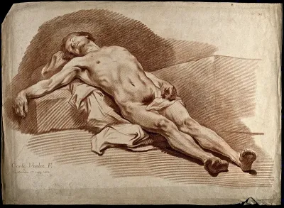 A reclining sleeping male nude