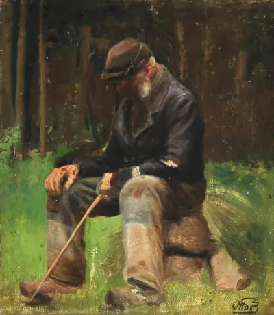 A resting forest worker.