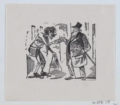 A rich man giving a beggar money