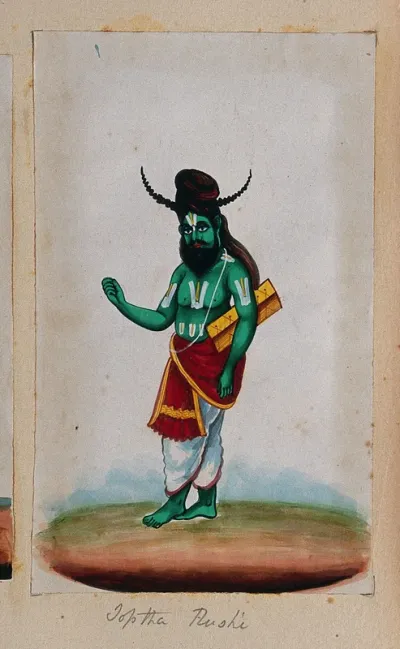 A rishi (Hindu teacher of mystical knowledge) with 'Vishnu' marks on his forehead and body