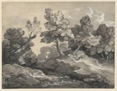 A Rocky Wooded Landscape with a Figure by a Stream