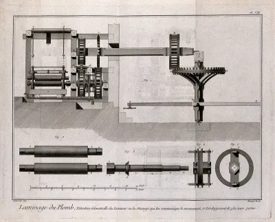 A rolling-mill used in the production of lead sheet