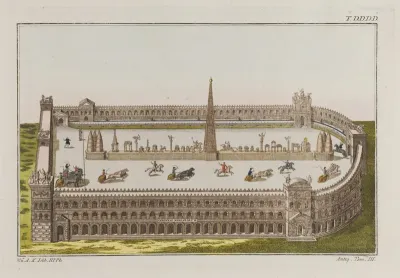 A Roman circus with a chariot race