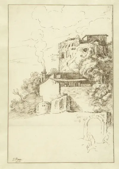 A Round Tower and Buildings