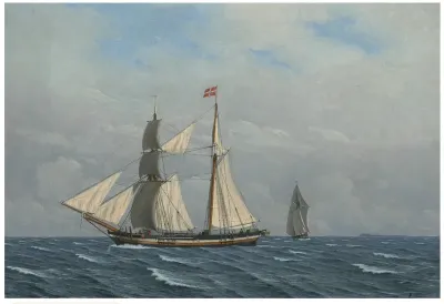 A Sailing Boat with Full Sails