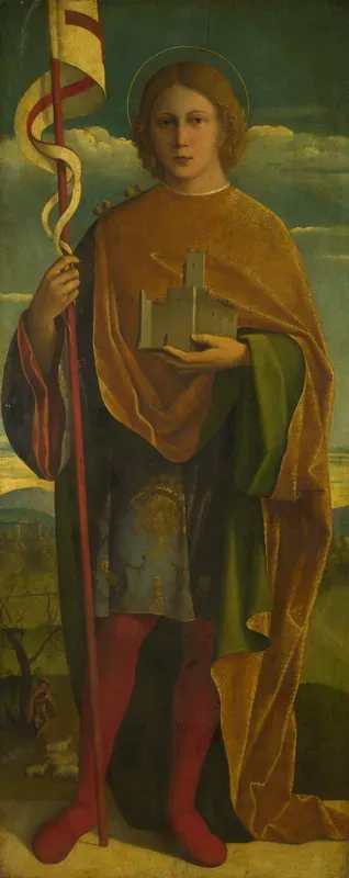 A Saint with a Fortress and a Banner