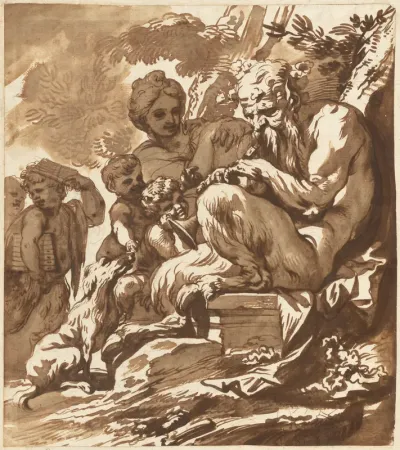 A Satyr Entertaining His Family