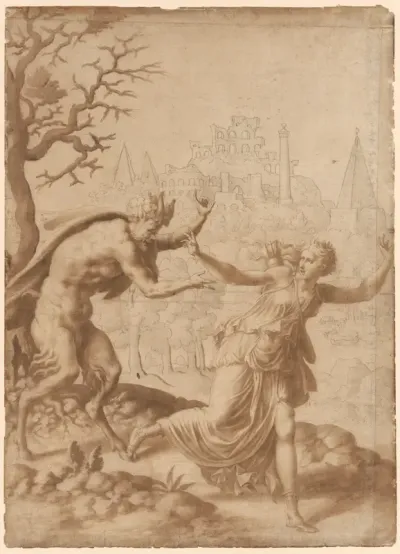 A Satyr Pursuing a Nymph