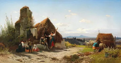 A scene of daily life in the Roman Campagna