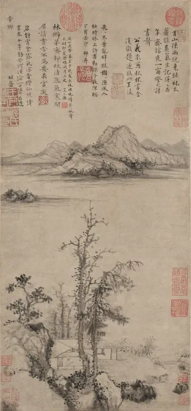 A Scholar's Retreat amid Autumn Trees