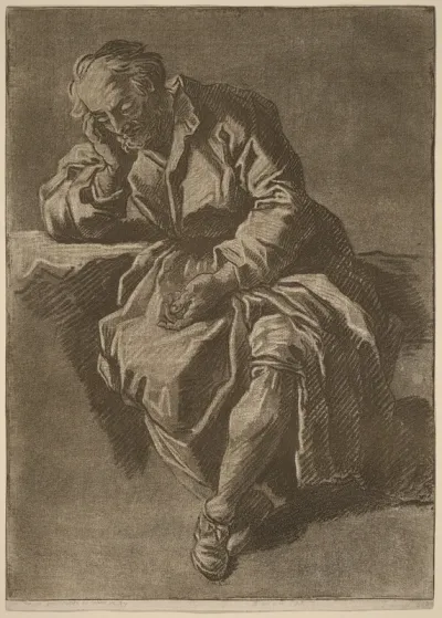 A Seated Elderly Man Asleep