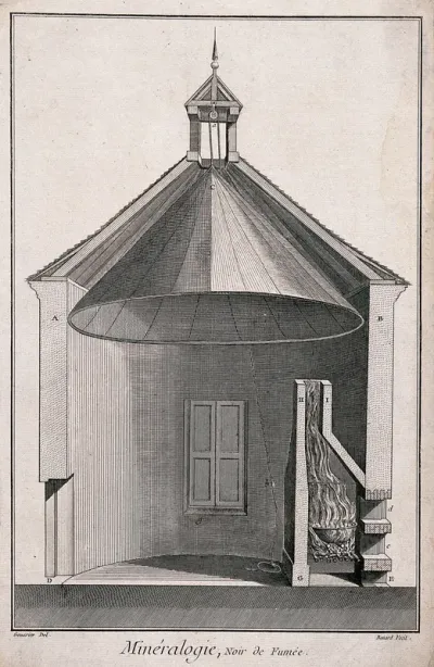 A section of a large chimney used in the manufacture of gunpowder
