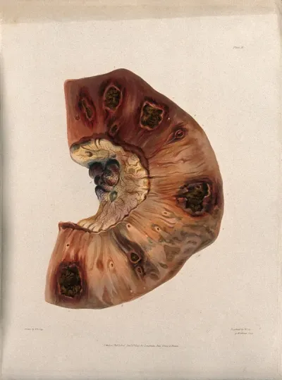 A section of diseased intestine