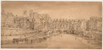 A Selection of Twenty of the Most Picturesque Views in Paris:  View of Pont St. Michel, taken from Pont Neuf