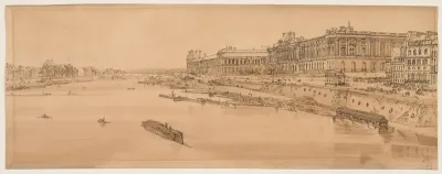 A Selection of Twenty of the Most Picturesque Views in Paris:  View of the Louvre and Bridge of the Tuilleries taken from Pont Neuf