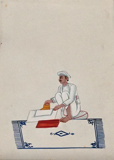 A servant ironing clothes