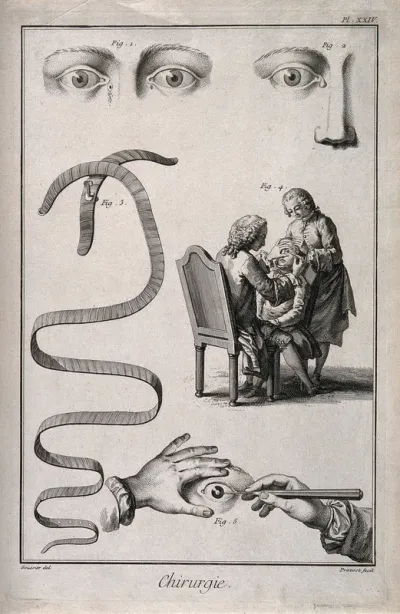 A sheet showing eye defects, apparatus and an examination