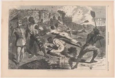 A Shell in Rebel Trenches (from "Harper's Weekly," Vol. VII)