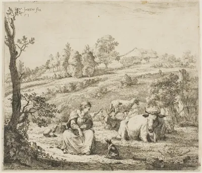 A Shepherdess Speaking to Her Dog