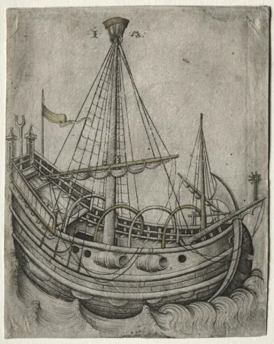 A Ship Moving Toward the Right