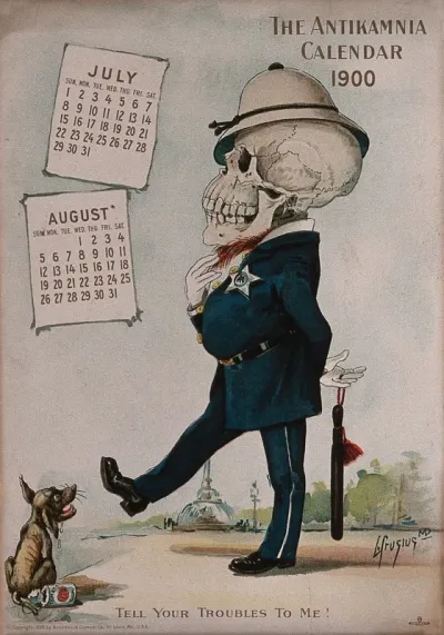 A skeleton dressed as a policeman