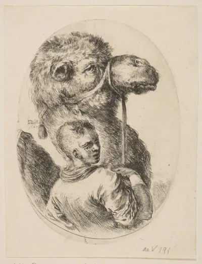A slave holds a camel by the bridle, from "Several heads in the Persian style" (Plusieurs têtes coiffées à la persienne)