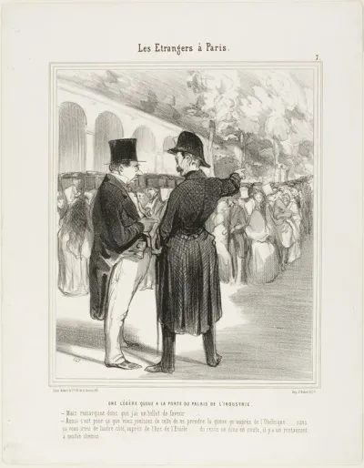 A Small Queue at the Entrance to the Palace of Industry. “- But I am telling you that I have a special entry permit! - Quite so, and this is why you are allowed to queue up already at the Obelisk.... otherwise you would have to start on the other sid