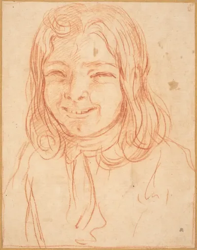 A Smiling Boy with Flowing Hair
