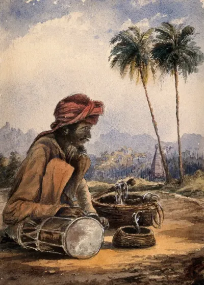 A snake charmer from Poonah, India