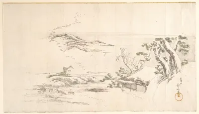 A Snow–clad Landscape with Gray Clouds