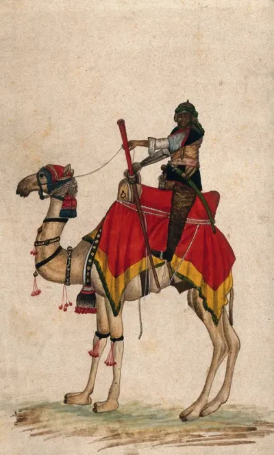 A soldier (?) on a camel