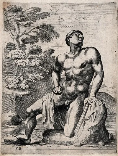 A son of Niobe. Etching by F. Perrier