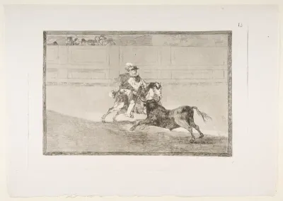 A Spanish Mounted Knight in the Ring Breaking Short Spears Without the Help of Assistants, Plate 13 from La tauromaquia