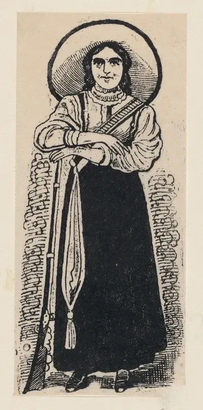 A standing female soldier (soldadera)